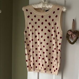 J. Crew Cream and Red Polka Dot Tank Top